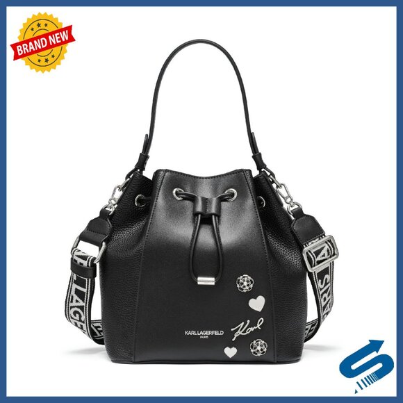 Non-Leather Bucket Shoulder Bag Medium Size Classic Rock-Chic Style